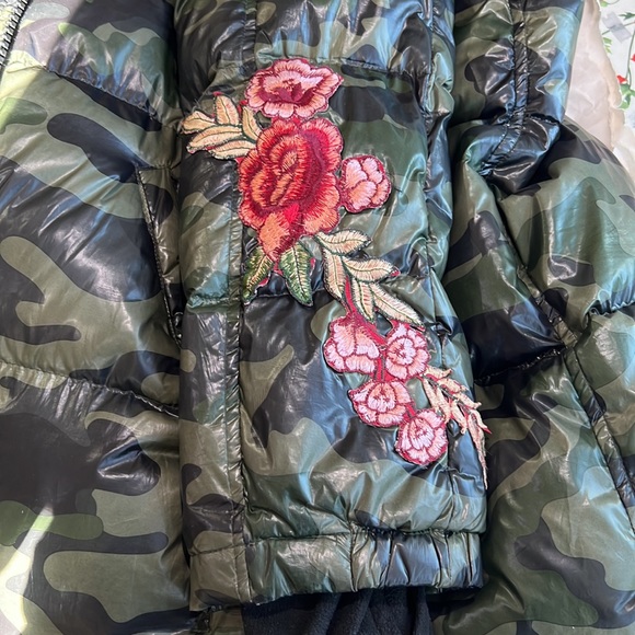 UPCYCLED S13 camouflage puffer coat jacket with runners thumb holes size XL - Picture 11 of 11